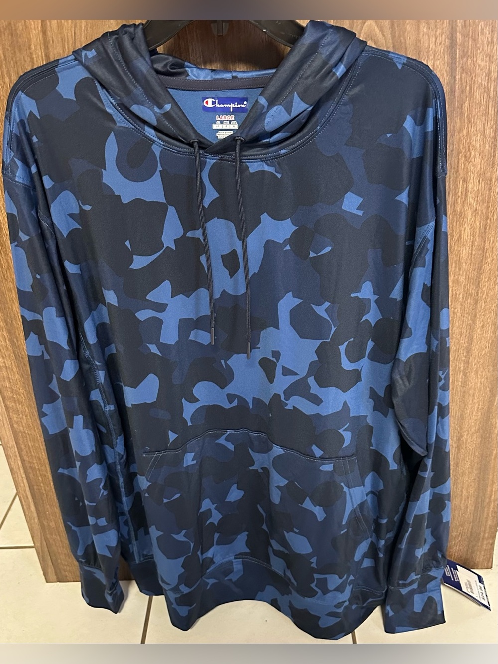 Champion Men's L Blue/Black Camo Pullover Hoodie